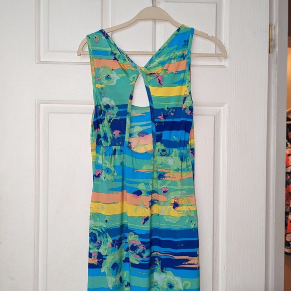 Pretty Young Thing Maxi Summer Dress Blue Sunset Floral Size S - EUC! - Picture 11 of 13